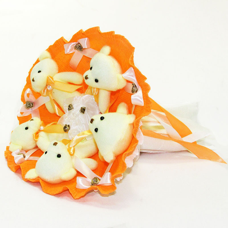 Букет з іграшок Ведмедики помаранчевий 5345IT з 5ю іграшками Вінниця - фото 1