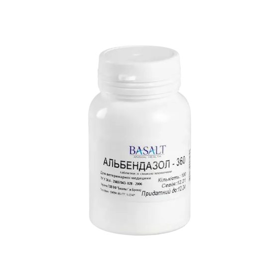 Альбендазол-360 со вкусом говядины таб №100 (антигельминтное средство) Basalt Винница