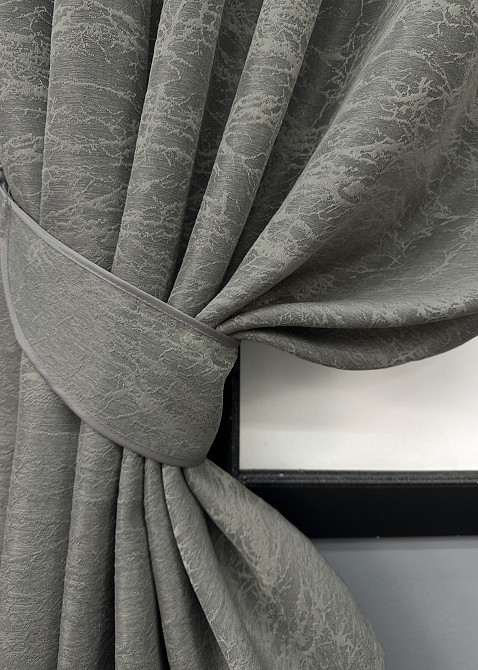 Комплект коротких штор VR-Textil Жакард Viva Marmo № 1785ш Сірий 130х170 см 2 шт (35-0372) Київ - фото 4