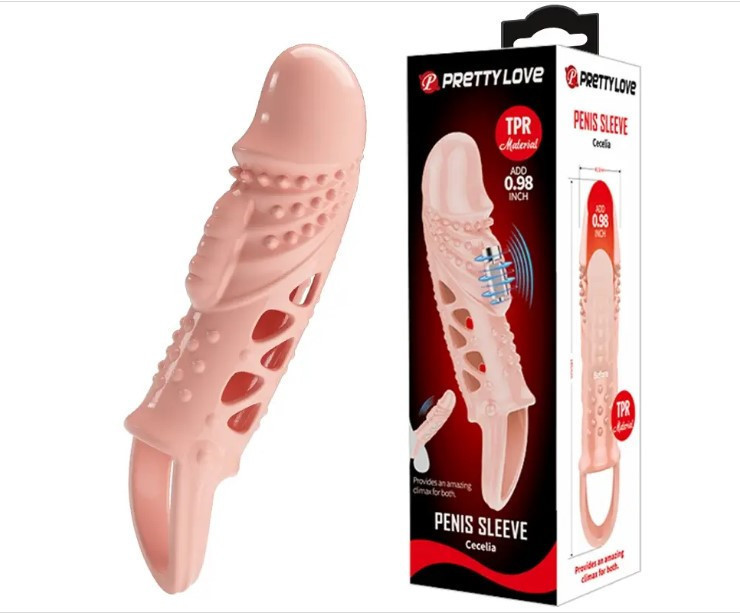 Удлиняющая насадка с вибростимуляцией ( на 2,5 см ) PRETTY LOVE - PENIS SLEEVE Cecelia Sex Aura Киев - изображение 2