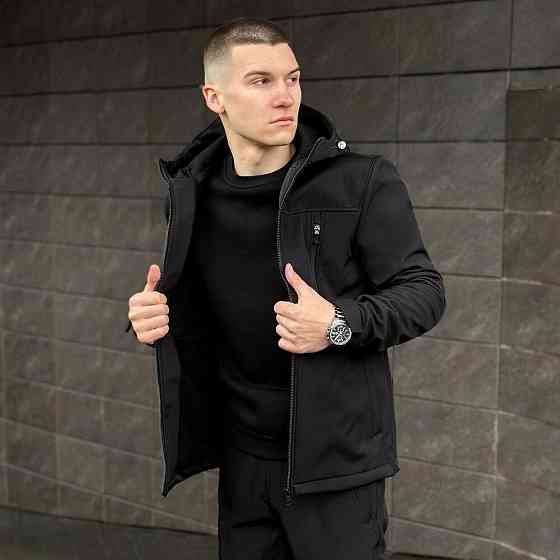 Мужская черная куртка из софтшелла весенняя Pobedov Setup M Киев
