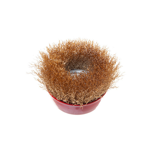 Щітка чашкова, 85 мм, M14, кручений дріт покритий латунню, для КШМ, 8500 об/хв INTERTOOL BT-1086 Київ - фото 3