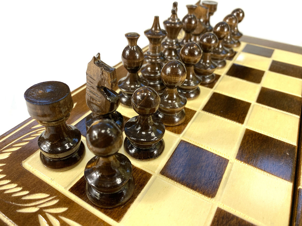 Шахова дошка для ігор 3 в 1 з натурального дерева розмір 32х32 см (M), шахи, шашки та нарди ручної роботи Кам'янець-Подільський - фото 3