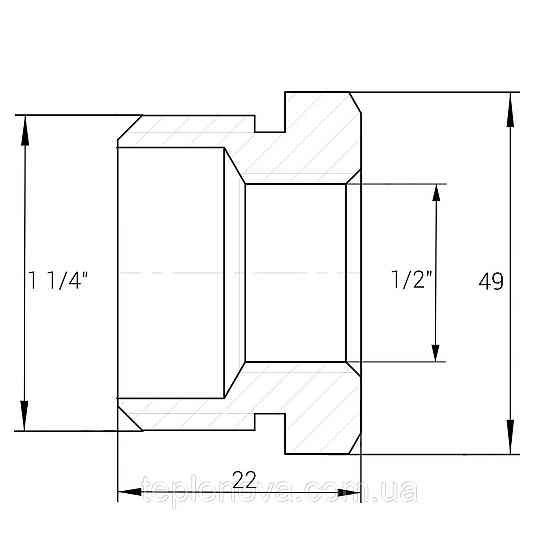 Футорка латунная 1 1/4″НР х 1/2″ВР штампованная А0710А VA Черновцы