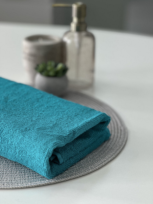 Комплект полотенец однотонных Ideal Textile 50х90см + 70х140см 400 г/м2 (56860932) Бірюзовий Черновцы - изображение 8