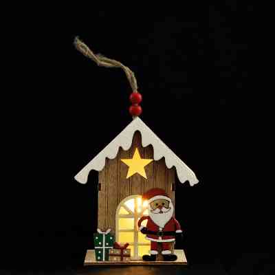 Украшение декоративное YES! Fun Домик с Сантой 11 см дерево LED (975073) Винница