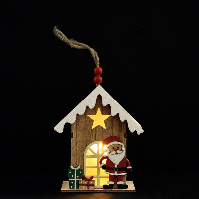 Украшение декоративное YES! Fun Домик с Сантой 11 см дерево LED (975073) Винница - изображение 2