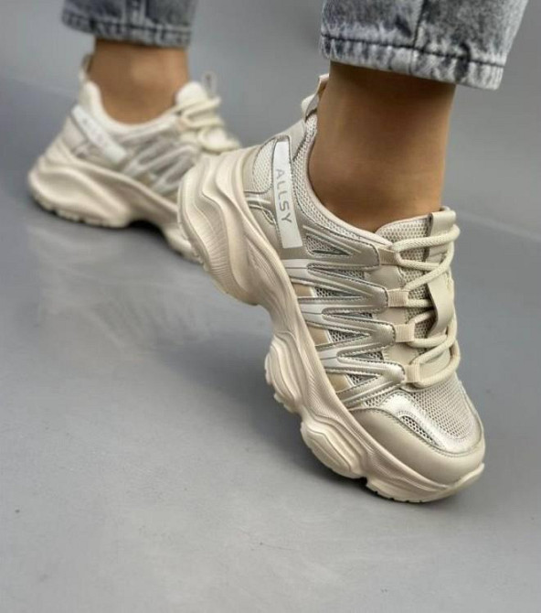 ALLSY Кроссовки женские ALLSY бежевые натуральная кожа + замша размеры 36-41 (25126-5) 41 Коломия - фото 1