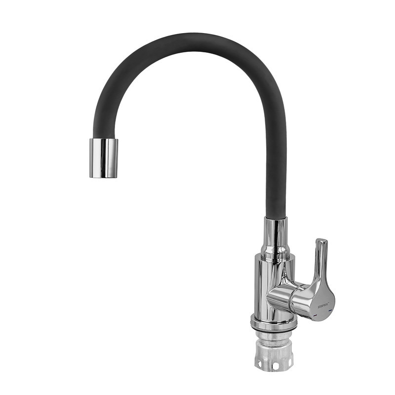 Змішувач для кухні Zerix Rex-011 Chrome Refl.Black з нержавіючої сталі (Колір хром+силіконовий вилив чорний) (ZX6127)   ( 27162 ) Харків - фото 8