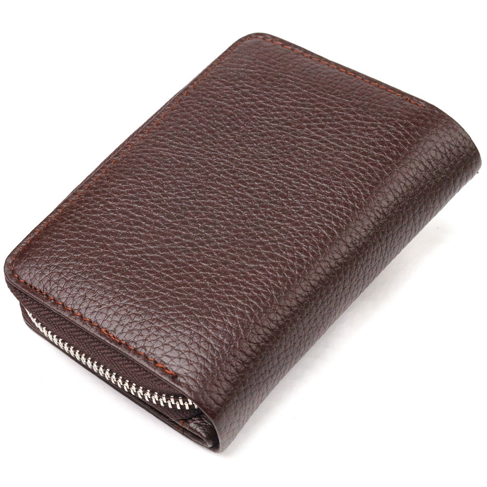 Красиве вертикальне портмоне для жінок з монетницею на блискавці з натуральної шкіри CANPELLINI 21600 Коричневе Київ - фото 2