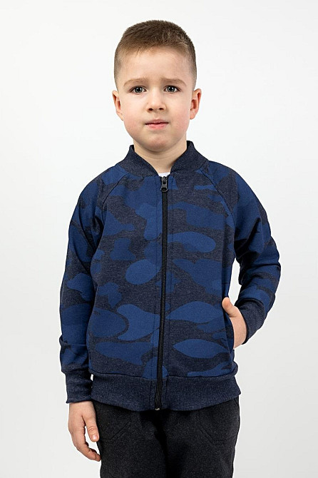 Бомбер детский, камуфляж темно-синий топ Крохатушка одяг 152, Воротник-стойка, Двунитка, Темно-синий, Джемпер Киев - изображение 1