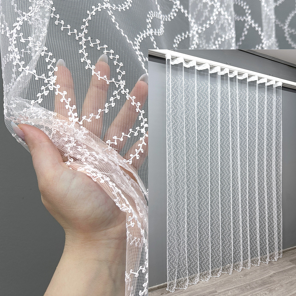 Тюль фатин с вышивкой Цвет белый 1577т Киев - изображение 1