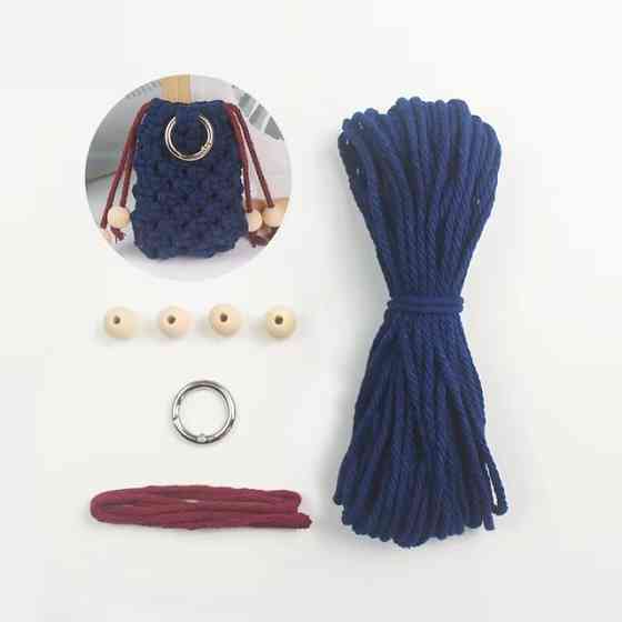 Набір макраме для ручного в'язання чохла для навушників і аксесуарів 8х7 см темно-синій для рукоділля та творчості Кам'янець-Подільський