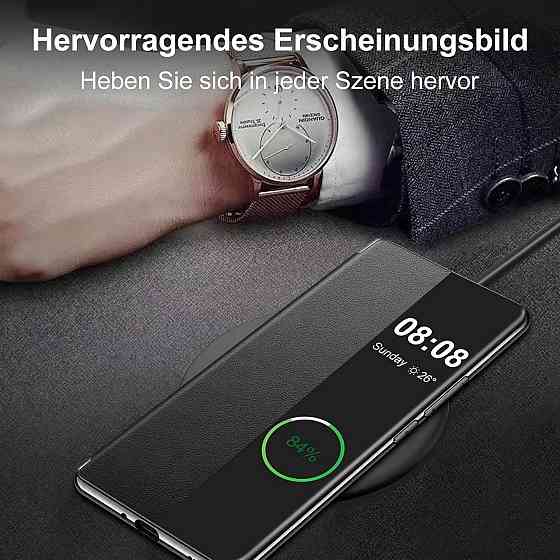 Чехол для Samsung Galaxy S24 Clear View флип кожаный ультратонкий ударопрочный с прозрачным окном черный Киев