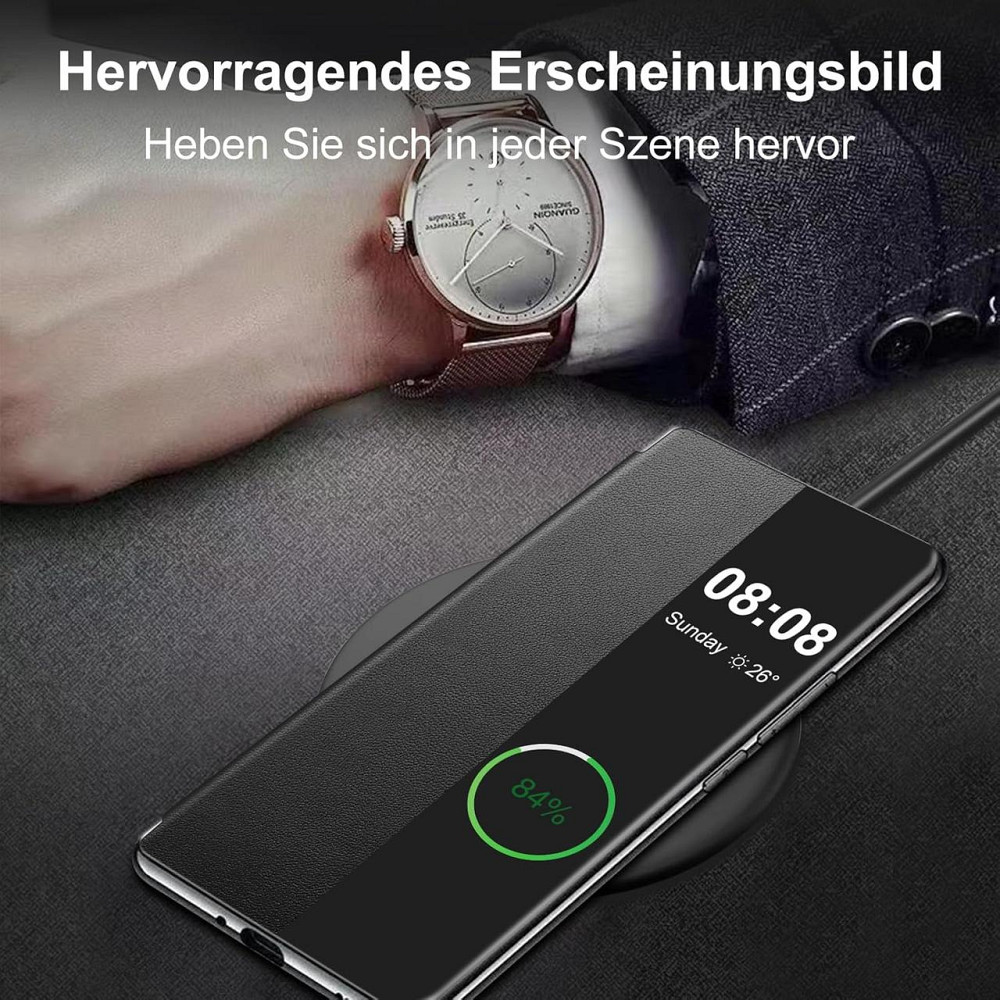 Чехол для Samsung Galaxy S24 Clear View флип кожаный ультратонкий ударопрочный с прозрачным окном черный Киев - изображение 6