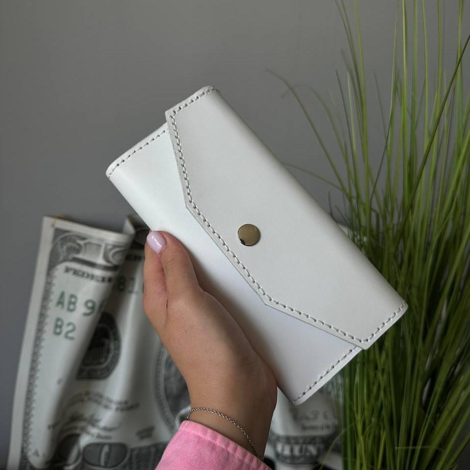 Гаманець клатч Флоренція Білий шкіряний жіночий, стильний модний клатч ручної роботиMasterSem Київ - фото 2