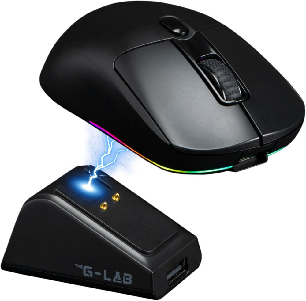 Игровая мышь G-LAB Kult Titanium Pro черная беспроводная 3-в-1 Bluetooth/2.4ГГц/кабель 12000 DPI RGB Киев - изображение 1