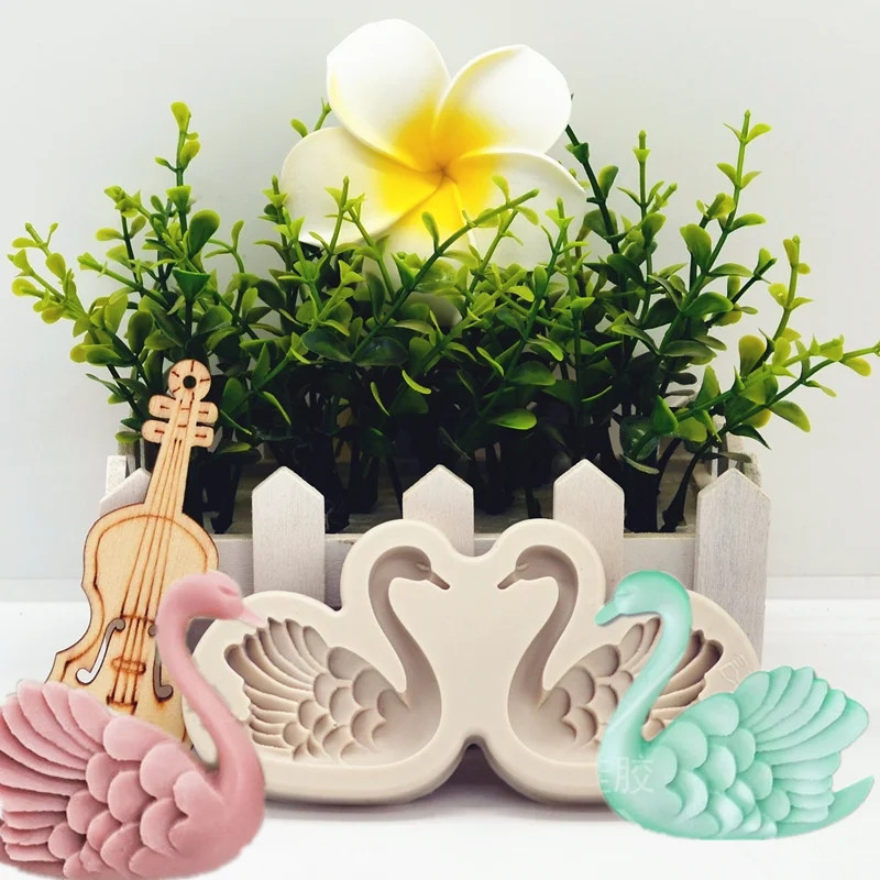 Молд силиконовый Лебеди 128 на 60 мм серый Киев - изображение 6