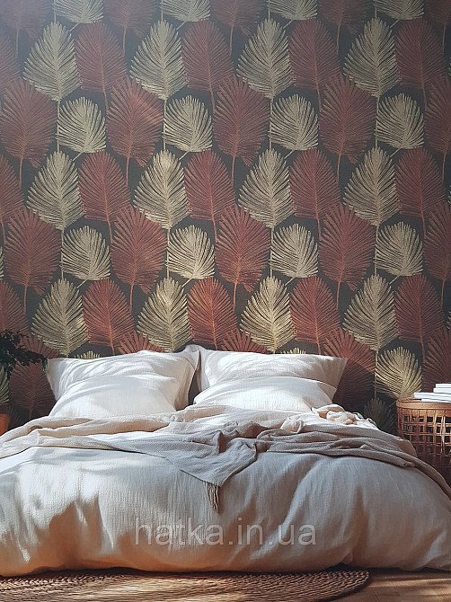 Шпалери вініл на флізеліні AS creation Metropolitan stories ByTime 0,53х10 листя папороті теракоту коричневі Київ - фото 1