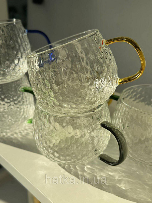 Кухоль чашка Olens "Леденець" 450 мл 8030-257 прозорий із жовтою ручкою Київ - фото 5