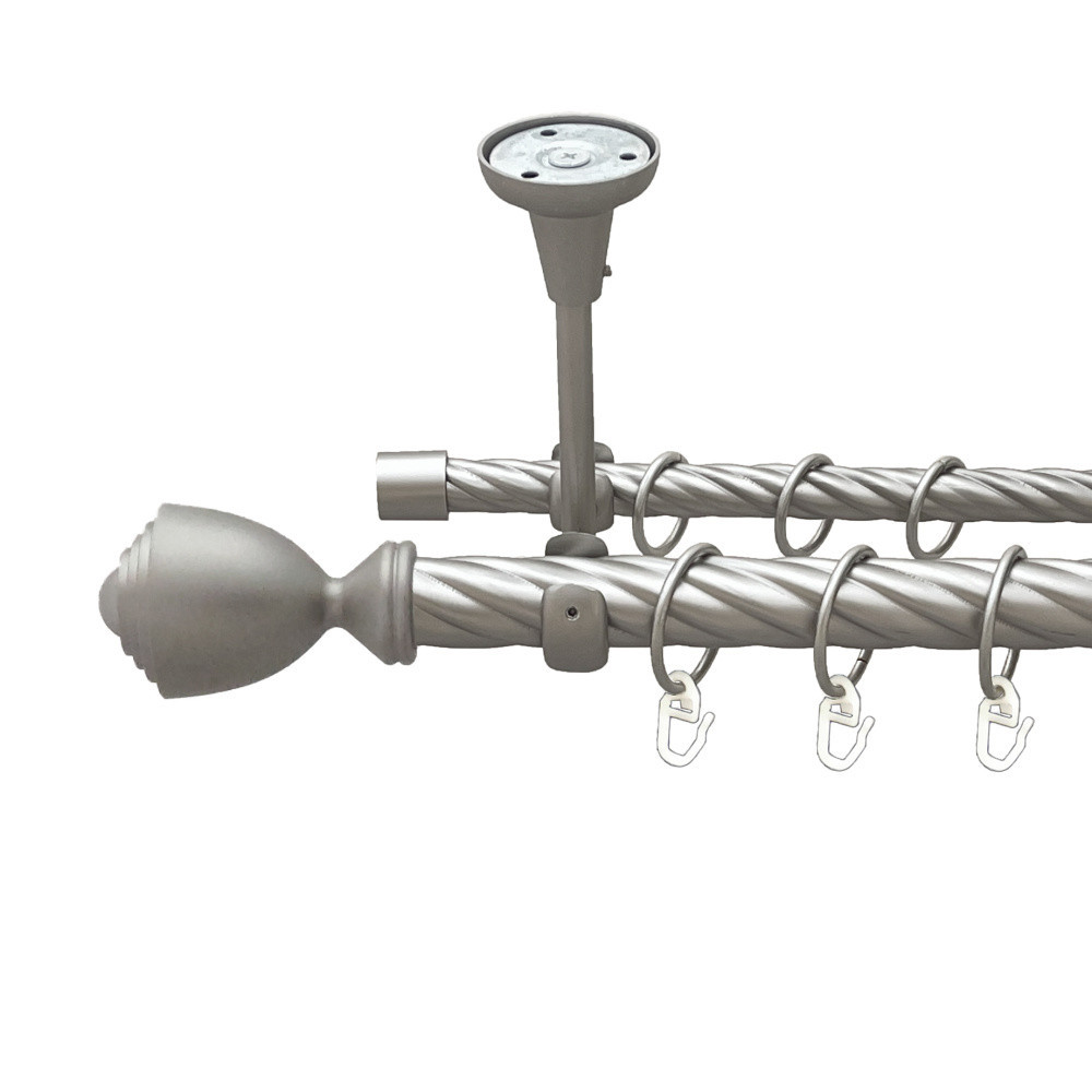 Карниз Orvit Палаціо металевий дворядний відкритий до стелі скручена труба кільце металеве Сатин 25\16 мм 240 Львов - изображение 1