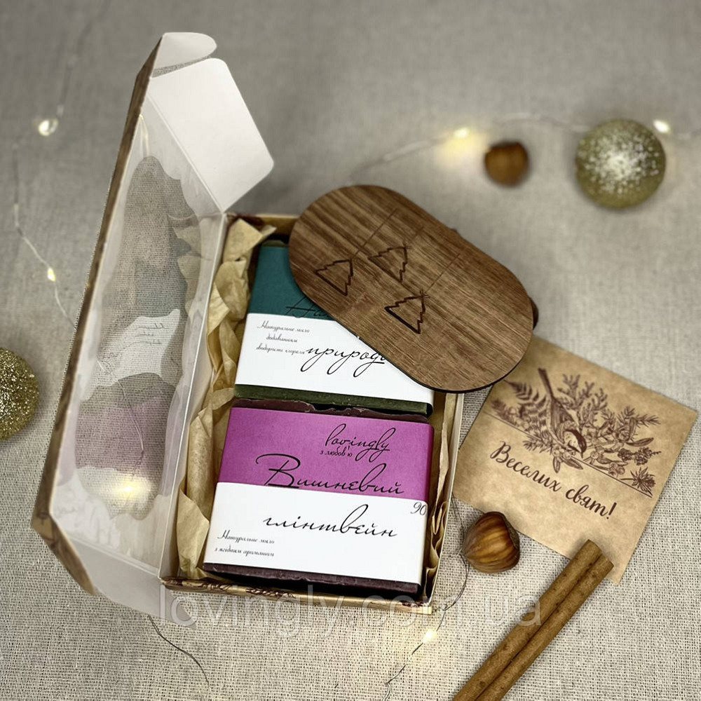 Подарунковий набір натурального мила ручної роботи з мильницею Новорічний подарунок Ірпінь - фото 3