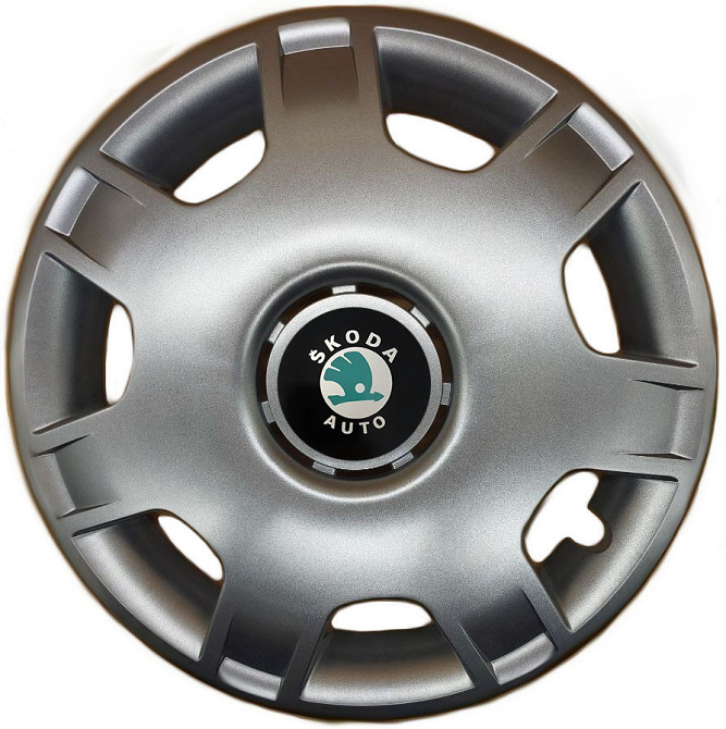 Автомобільні модельні ковпаки R14 Skoda (зелена) 205 4шт, SJS, сріблясті Київ - фото 1