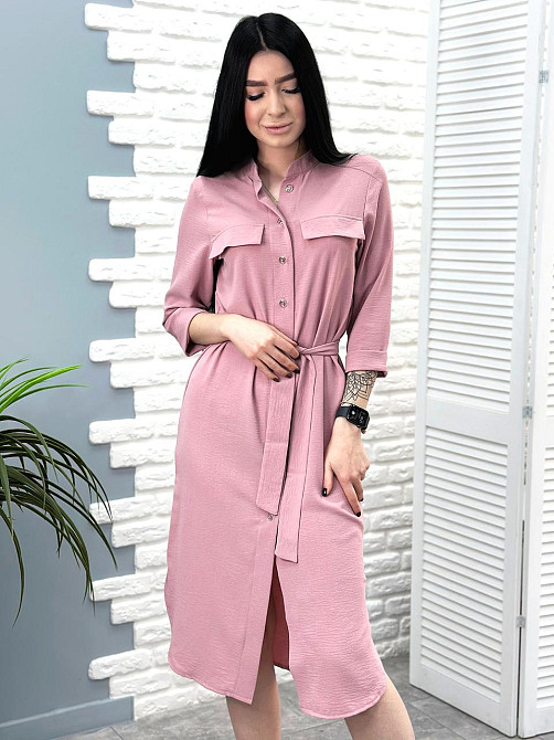 Довга сукня-сорочка з поясом "Marcella" оптом | Норма | Розпродаж моделі Київ - фото 10