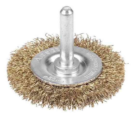 Щітка дискова D60 з латуневого рифлененого дроту зі стрижнем 1/4 Харків