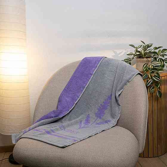 Махровое полотенце двустороннее Лаванда GM Textile 50х90см 400г/м2 (Лавандовый Серый) Сумы
