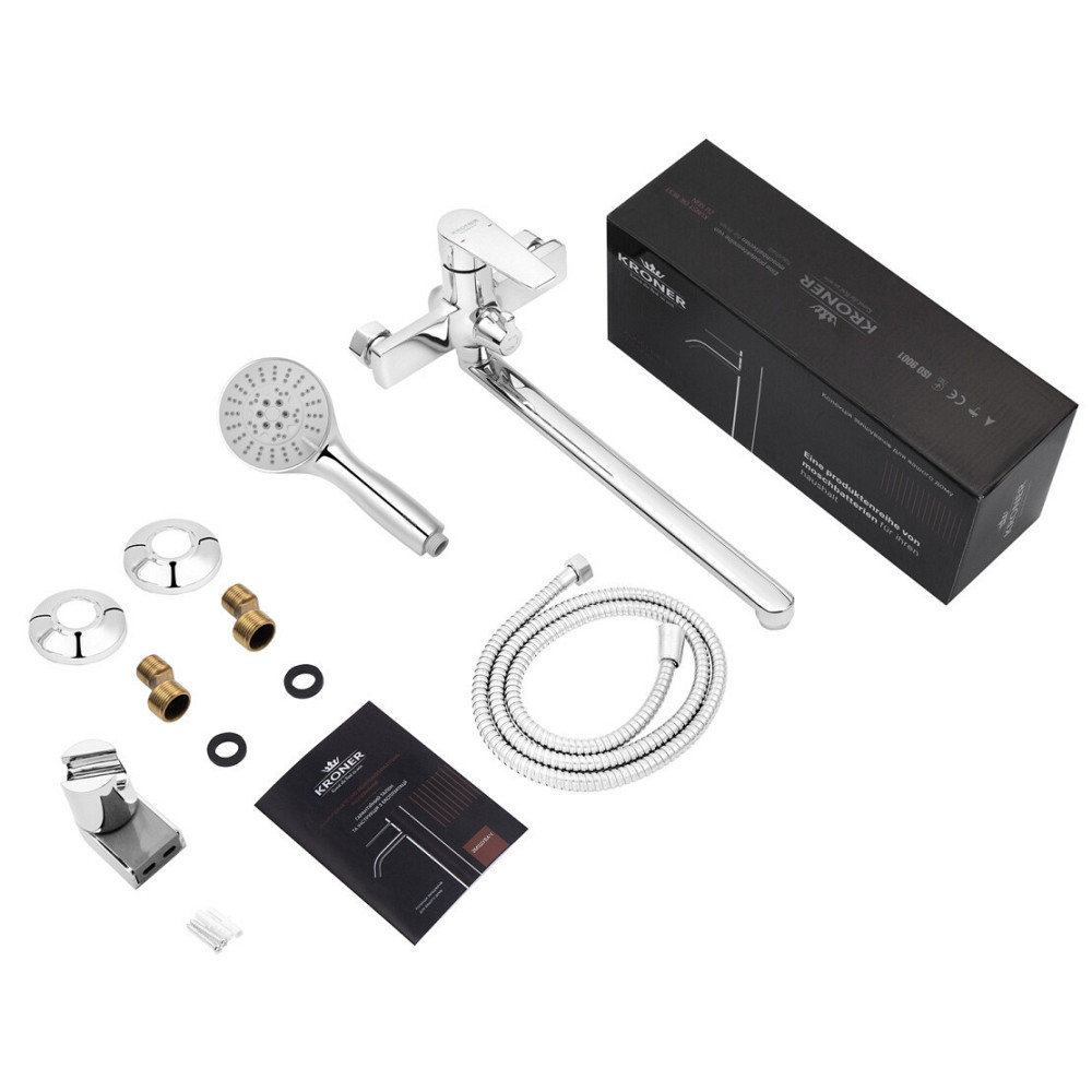 Змішувач для ванни Kroner KRP Eifel - C070 з душовим гарнітуром, хром Київ - фото 6