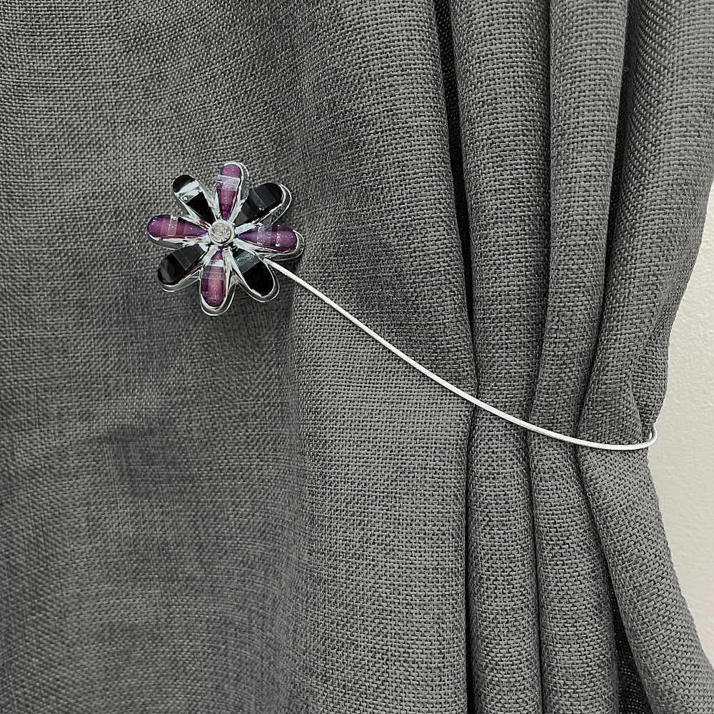 Магніти для штор та гардин "Квітка" набір 2 шт Чорний з фіолетовим (81-250) Київ - фото 4