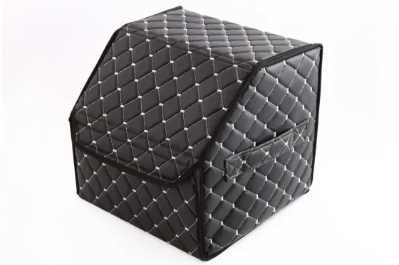 Сумка в багажник на липучках кожзам 30*30*30 см АвтоКомфорт черный/серая нить Винница