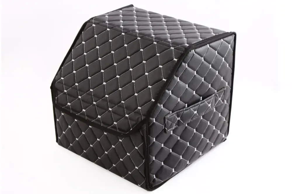 Сумка в багажник на липучках кожзам 30*30*30 см АвтоКомфорт черный/серая нить Винница - изображение 1