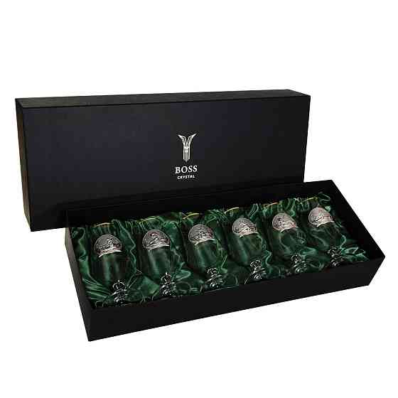 Набір для пива “FISHERMAN” 6 келихів 470 мл, кришталь, золото Рівне