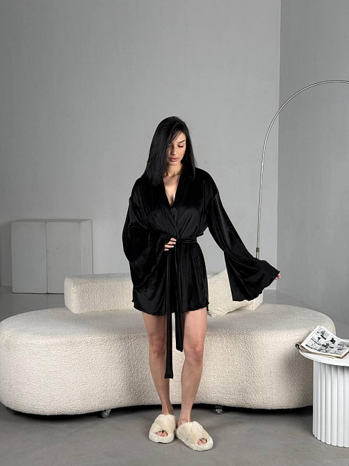 Женский домашний велюровый мини халат плюш велюр Одесса - изображение 8
