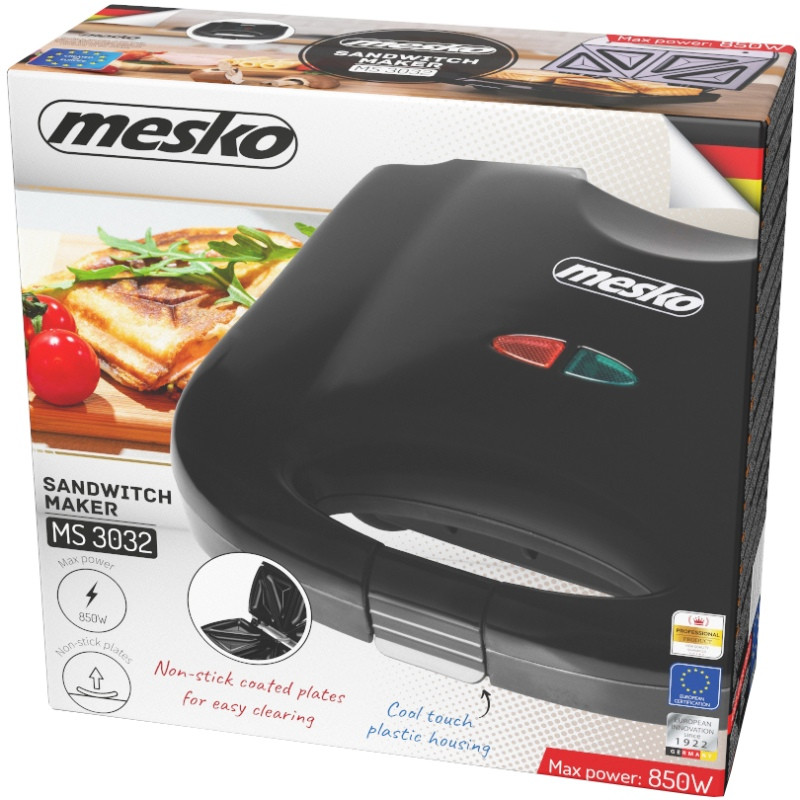 Сендвічниця Mesko MS 3032 850Вт/ незмінні пластини/ вертикальне зберігання/ чорна Вінниця - фото 5