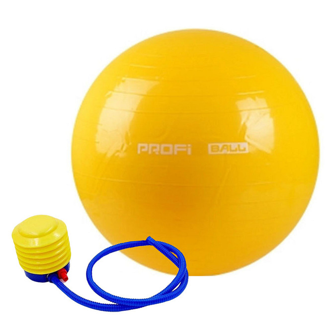 М'яч для фітнесу, фітбол із насосом Profitball, 85 см жовтий Бровари - фото 1