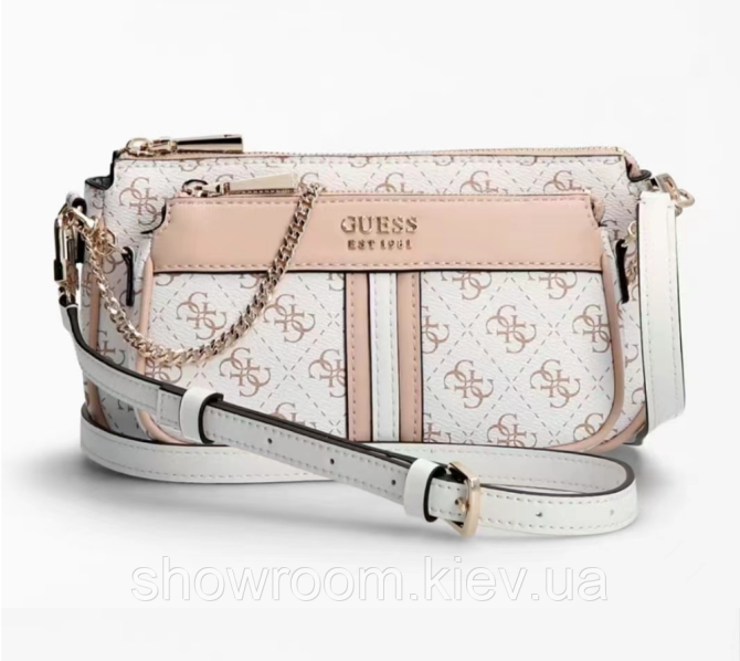 Женская сумочка с органайзером на плечо Guess (1211) белая Киев - изображение 2