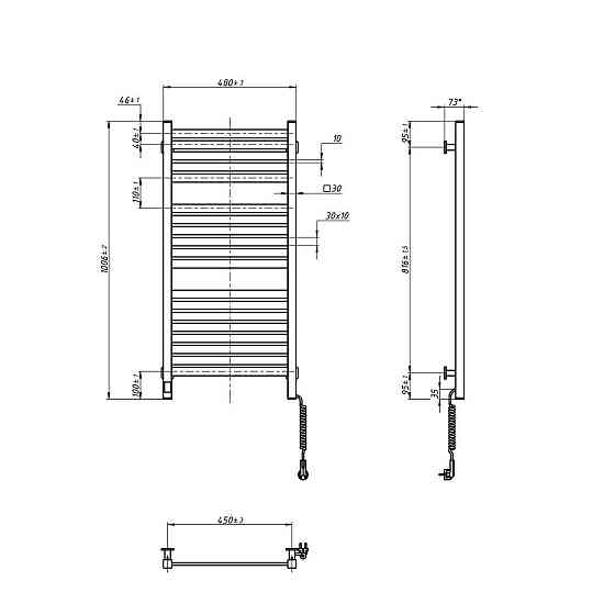 Електрична сушарка для рушників NAVIN Авангард X 480х1000 Sensor з WI-FI правобічна, чорний муар Київ