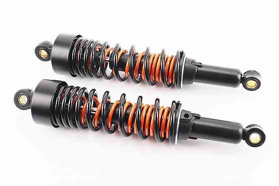 Амортизатор задній JH/CB/CG - 330мм*d64мм (втулка 12мм / втулка 12мм) з подвійною пружиною регул., чорний к-кт 2шт Київ