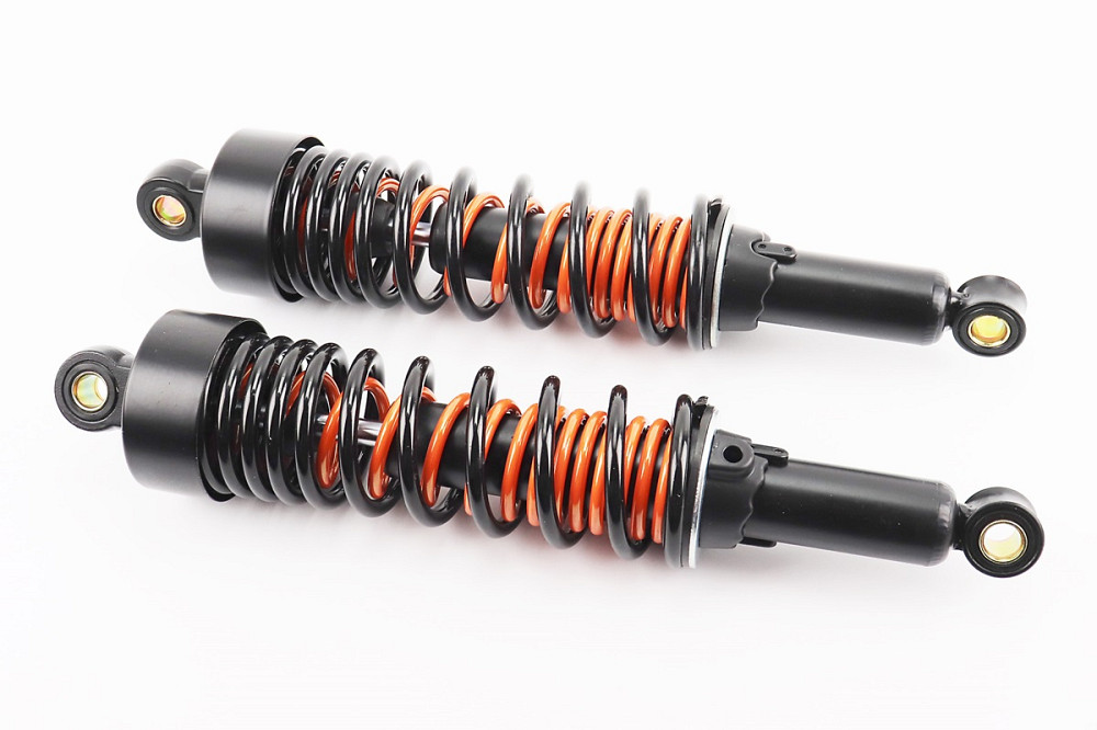 Амортизатор задній JH/CB/CG - 330мм*d64мм (втулка 12мм / втулка 12мм) з подвійною пружиною регул., чорний к-кт 2шт Киев - изображение 1