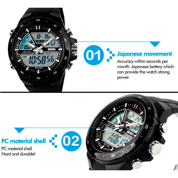 Мужские часы Skmei 1016 Shark Black Киев - изображение 4