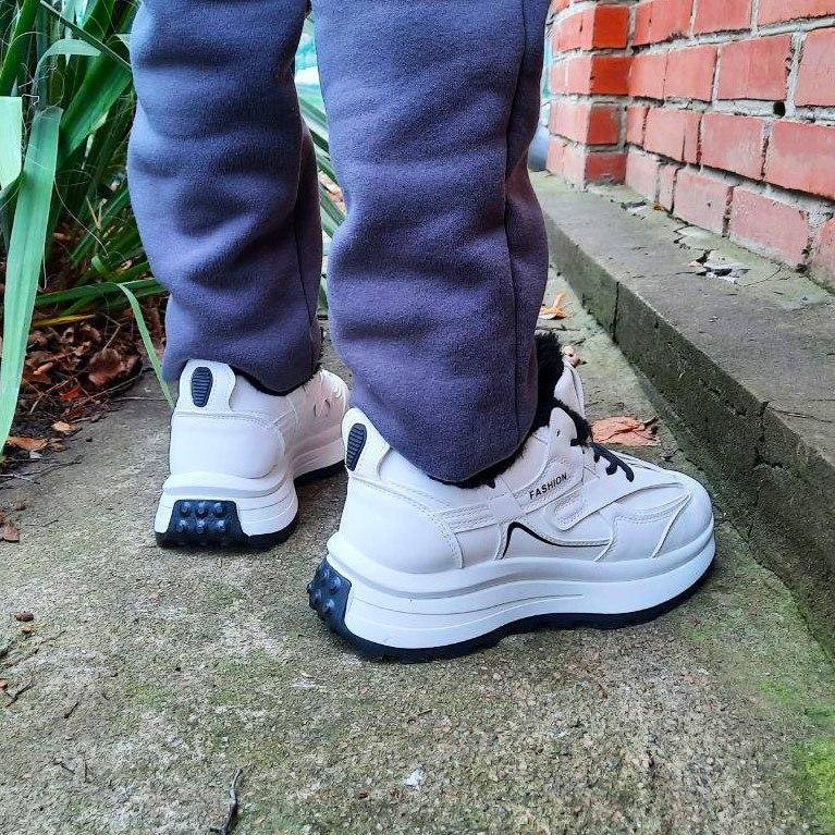 -Жінні зимові Білі Кросівки з МЕХОМ на Високому Підошві Мокасини (розміри: 36) — 07-2 Дніпро - фото 2