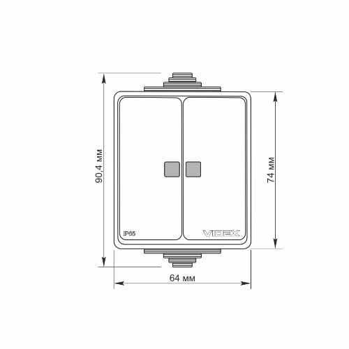 BINERA сірий Вимикач зовнішній 2кл IP65 з підсвічуванням Videx Житомир - фото 4