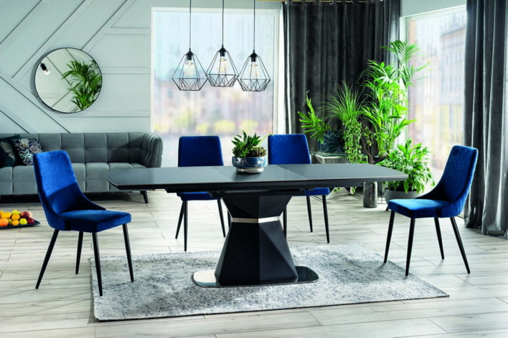 Стілець PIANO B MATT VELVET чорний каркас/синій 79 Київ - фото 7