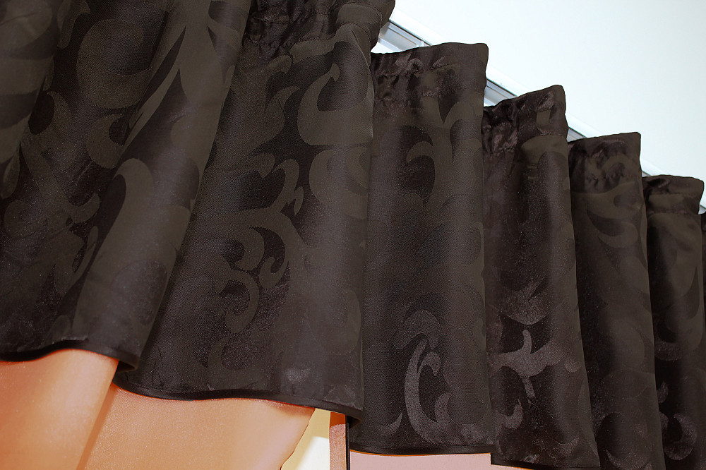 Кухонные шторы VR-Textil № 073к с ламбрекеном и подхватами персиковый с коричневым 270х170 см (52-0189) Киев - изображение 5