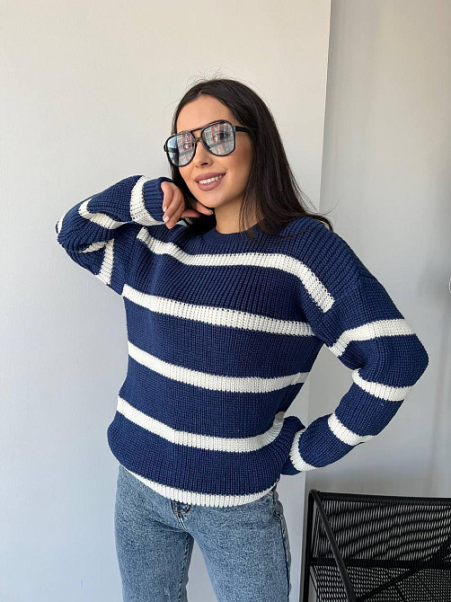 Жіночий стильний в'язаний светр зі смугами.  42-48р Київ - фото 10