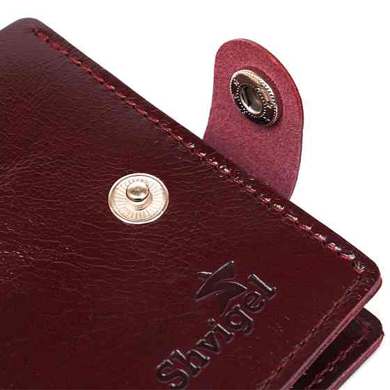 Женское глянцевое кожаное портмоне Shvigel 16463 Вышневый Киев