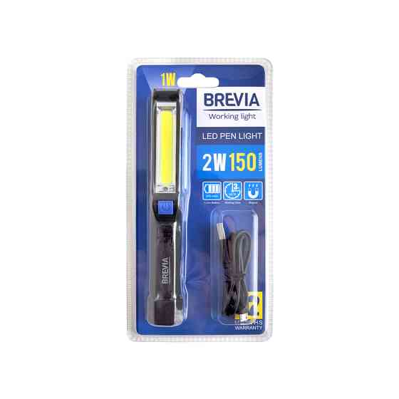 Фонарь инспекционный Brevia LED Pen Light 2W COB+1W LED 150lm 900mAh microUSB Львов